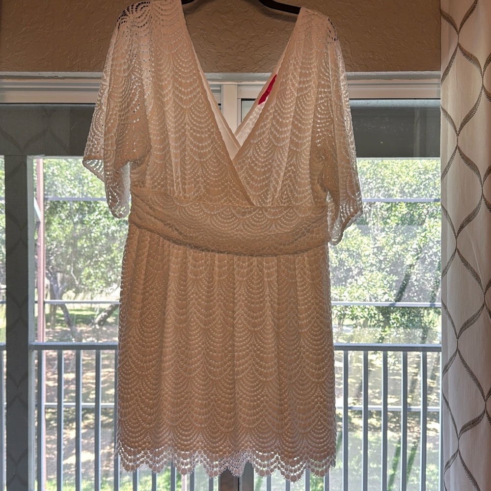 Elegant White Lace Lily Pulitzer Romper XL